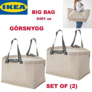 (2) Bags GÖRSNYGG Shopping bag Strong Reusable large light beige 22 ½x14 ½x15 ¼"